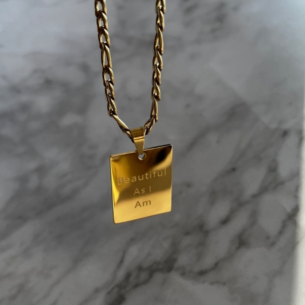 Gold Affirmation Pendant Necklace